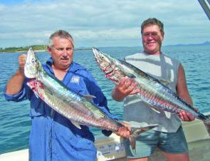 Dave and Peter Larkin with a pair of Keppel Spanish mackerel.